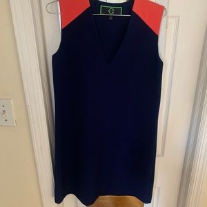 NWOT C Wonder navy blue coral shirt dress- size 2